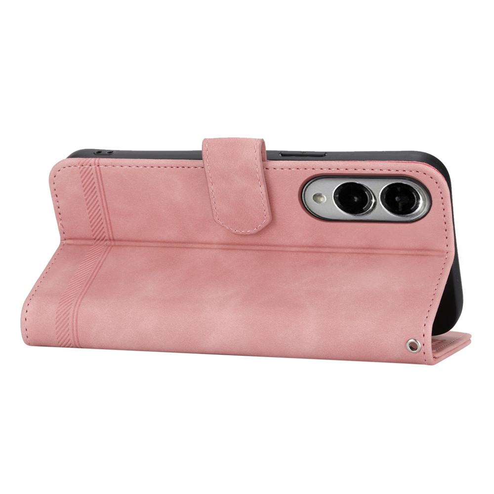 For Samsung Galaxy S25 Edge 5G Dierfeng Dream Line TPU Hybrid PU Leather Phone Case(Pink)