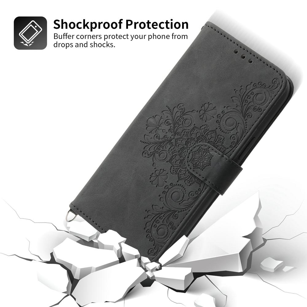 For Samsung Galaxy S25 Edge 5G Skin Feel Flowers Embossed Wallet Leather Phone Case(Black)