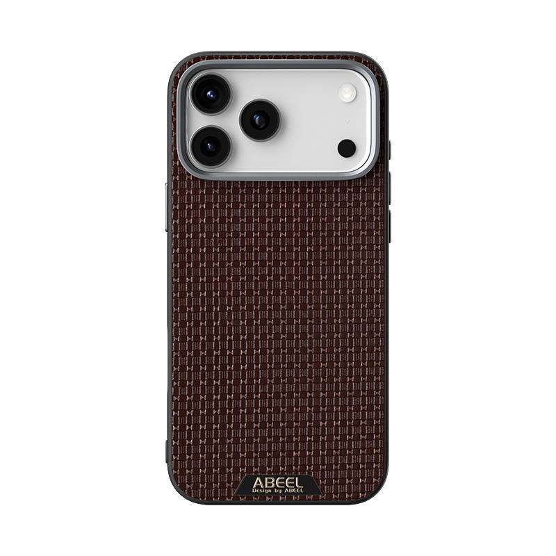 Compatible with iPhone 18 Pro Max & 17 Pro Max ABEEL Ruyi Pattern 6D Micro Relief MagSafe Leather Phone Case - Brown