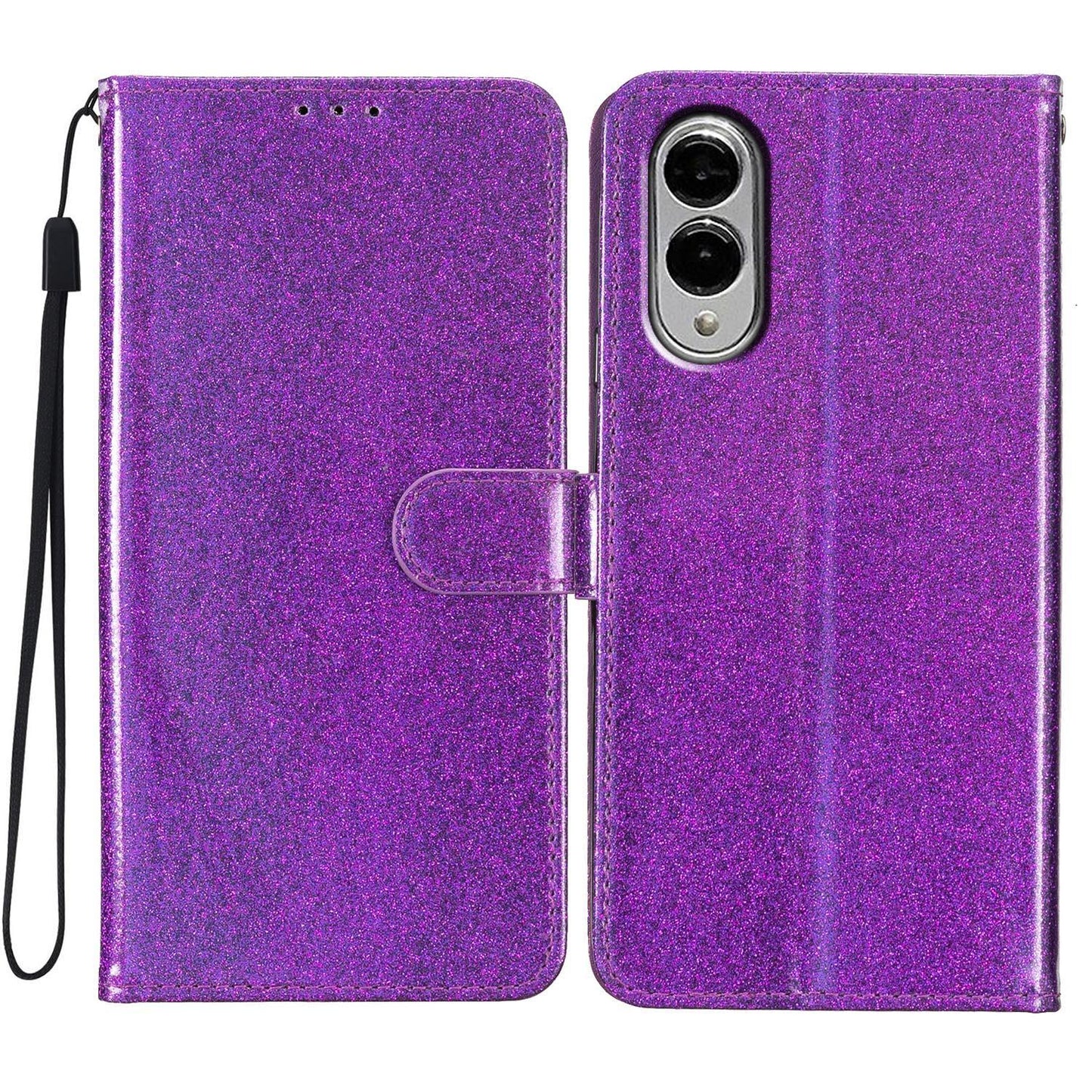 For Samsung Galaxy S25 Edge 5G Glitter Powder Flip Leather Phone Case(Purple)