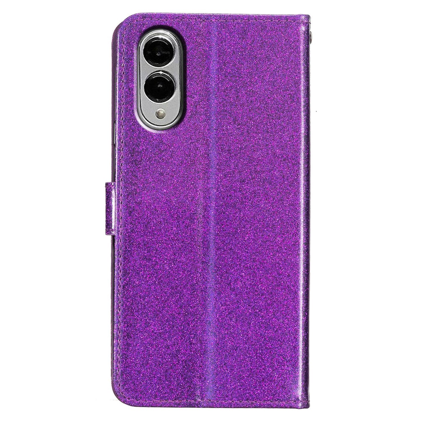 For Samsung Galaxy S25 Edge 5G Glitter Powder Flip Leather Phone Case(Purple)