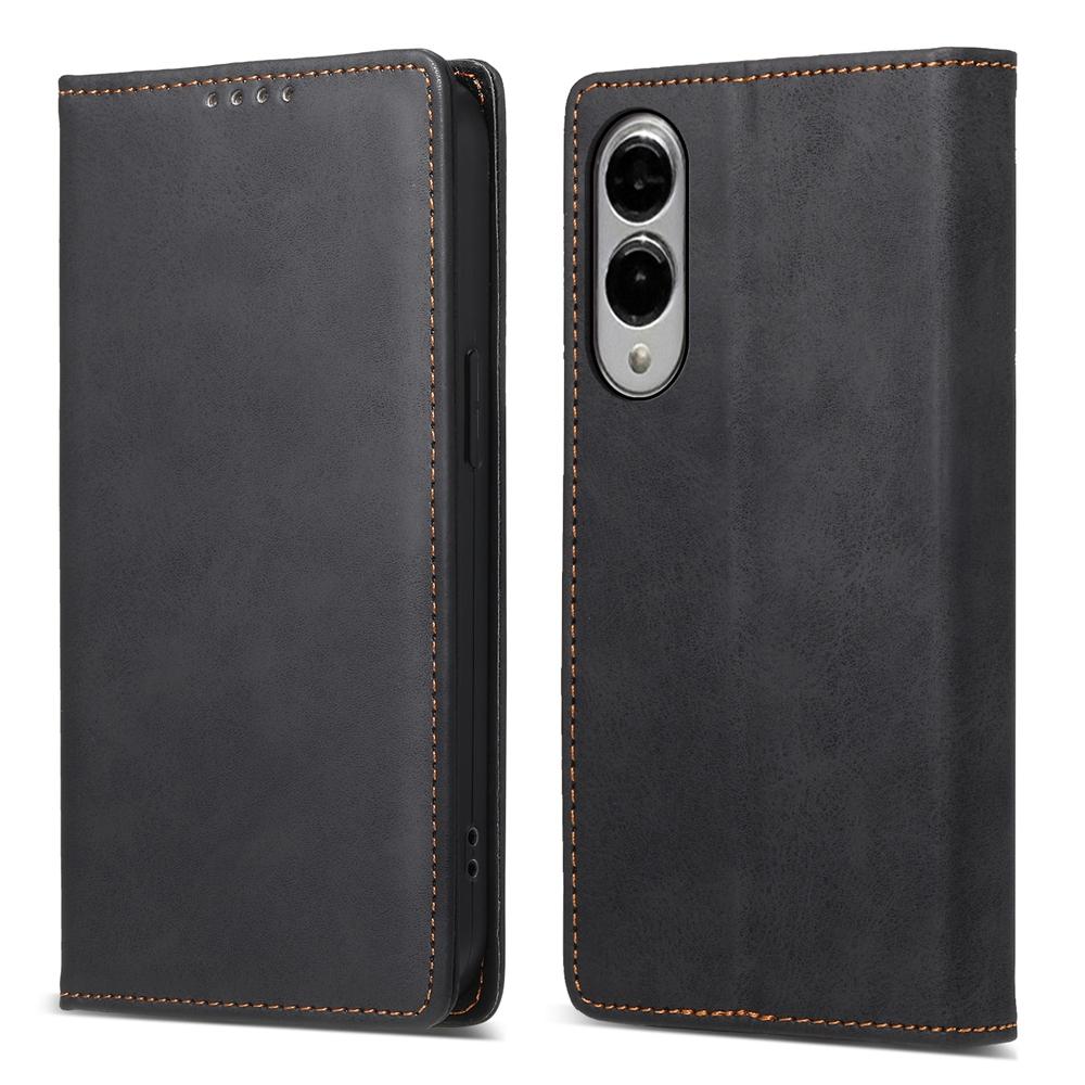 For Samsung Galaxy S25 Edge 5G Business Solid Color Magnetic RFID Leather Phone Case(Black)