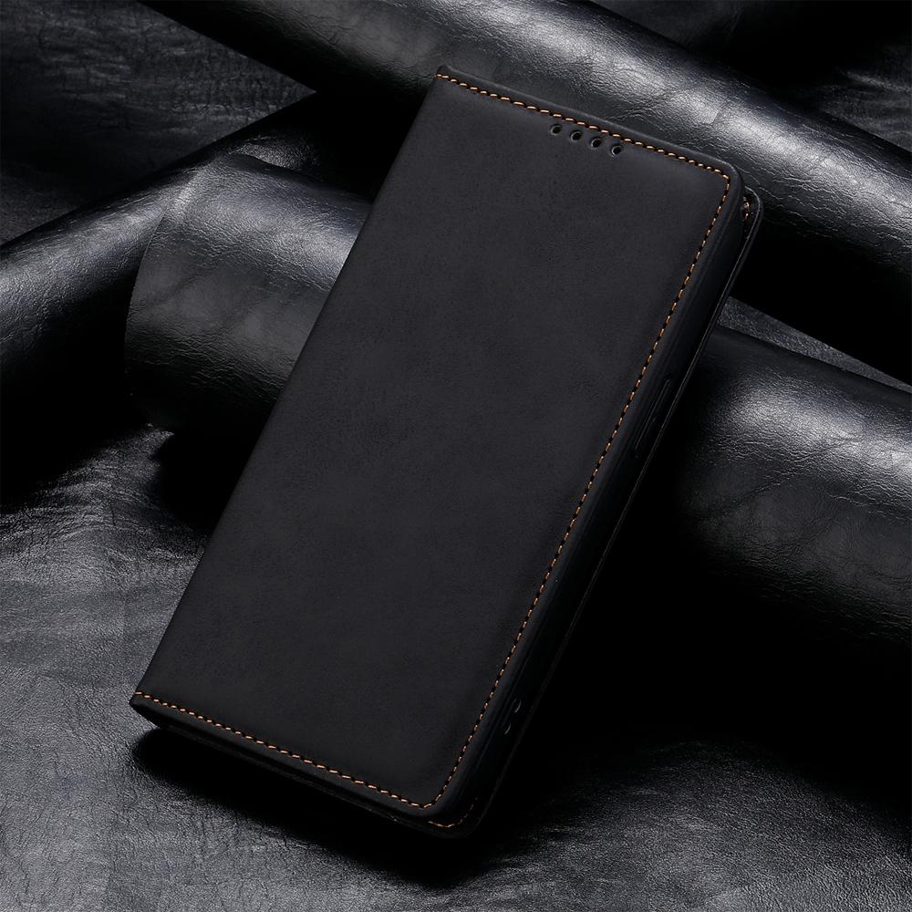 For Samsung Galaxy S25 Edge 5G Business Solid Color Magnetic RFID Leather Phone Case(Black)