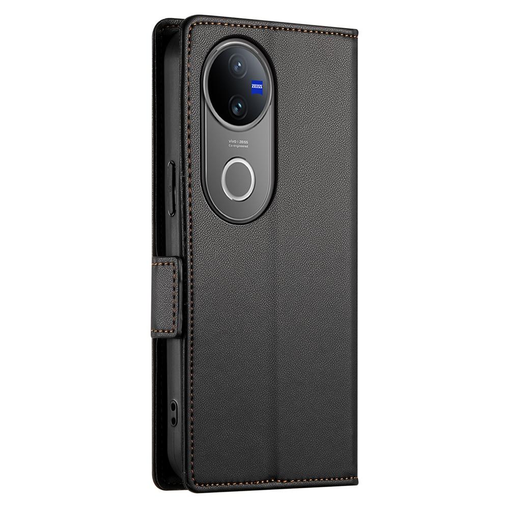 For vivo V50 Side Buckle Magnetic Frosted Leather Phone Case(Black)
