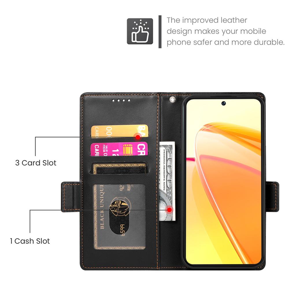 For vivo V50 Side Buckle Magnetic Frosted Leather Phone Case(Black)