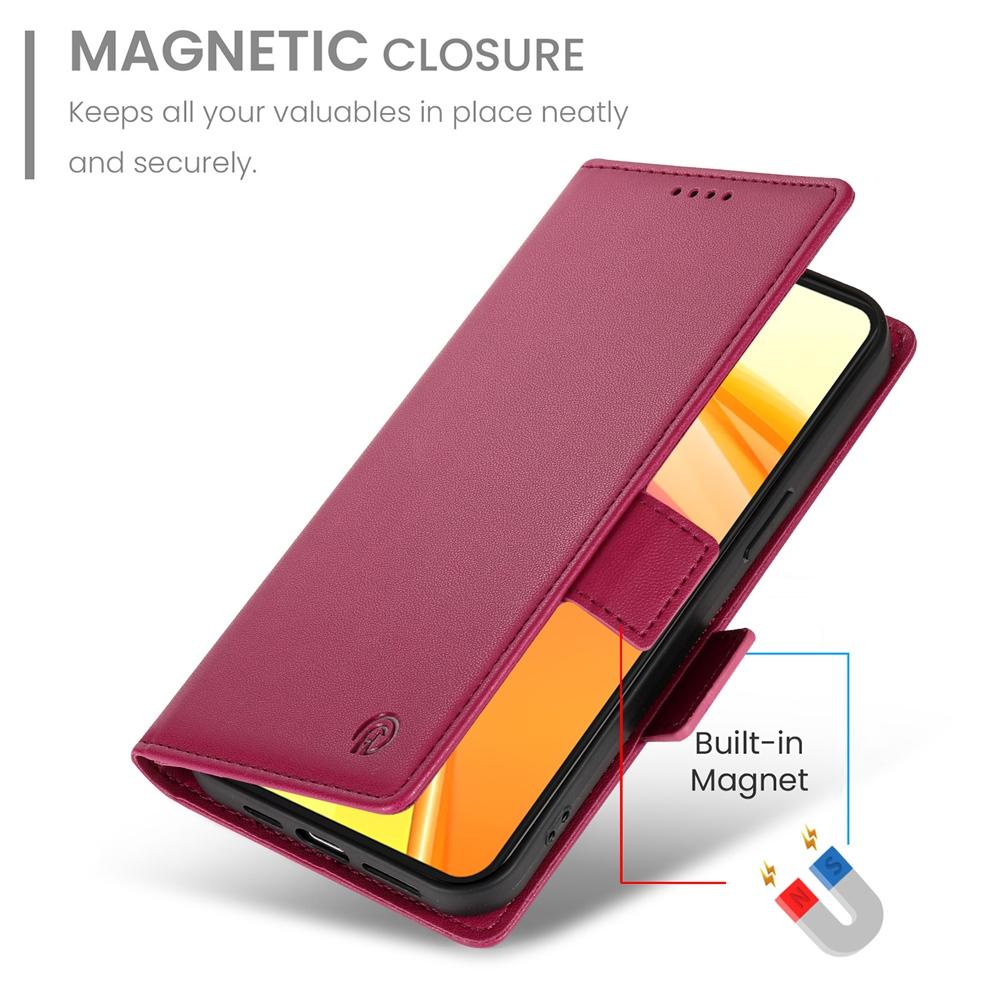 For vivo V50 Side Buckle Magnetic Frosted Leather Phone Case(Wine Red)