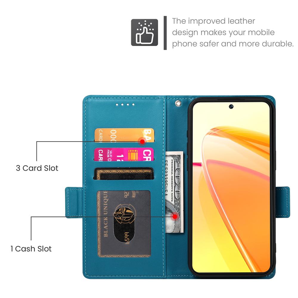 For vivo V50 Side Buckle Magnetic Frosted Leather Phone Case(Blue)