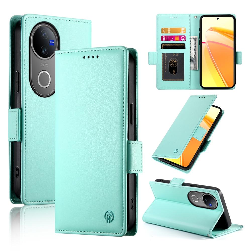 For vivo V50 Side Buckle Magnetic Frosted Leather Phone Case(Mint Green)