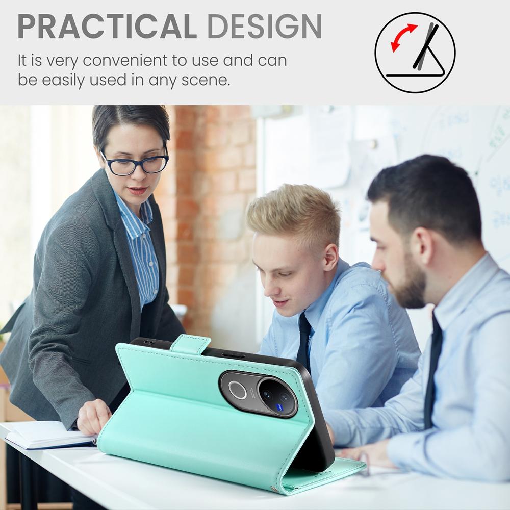 For vivo V50 Side Buckle Magnetic Frosted Leather Phone Case(Mint Green)