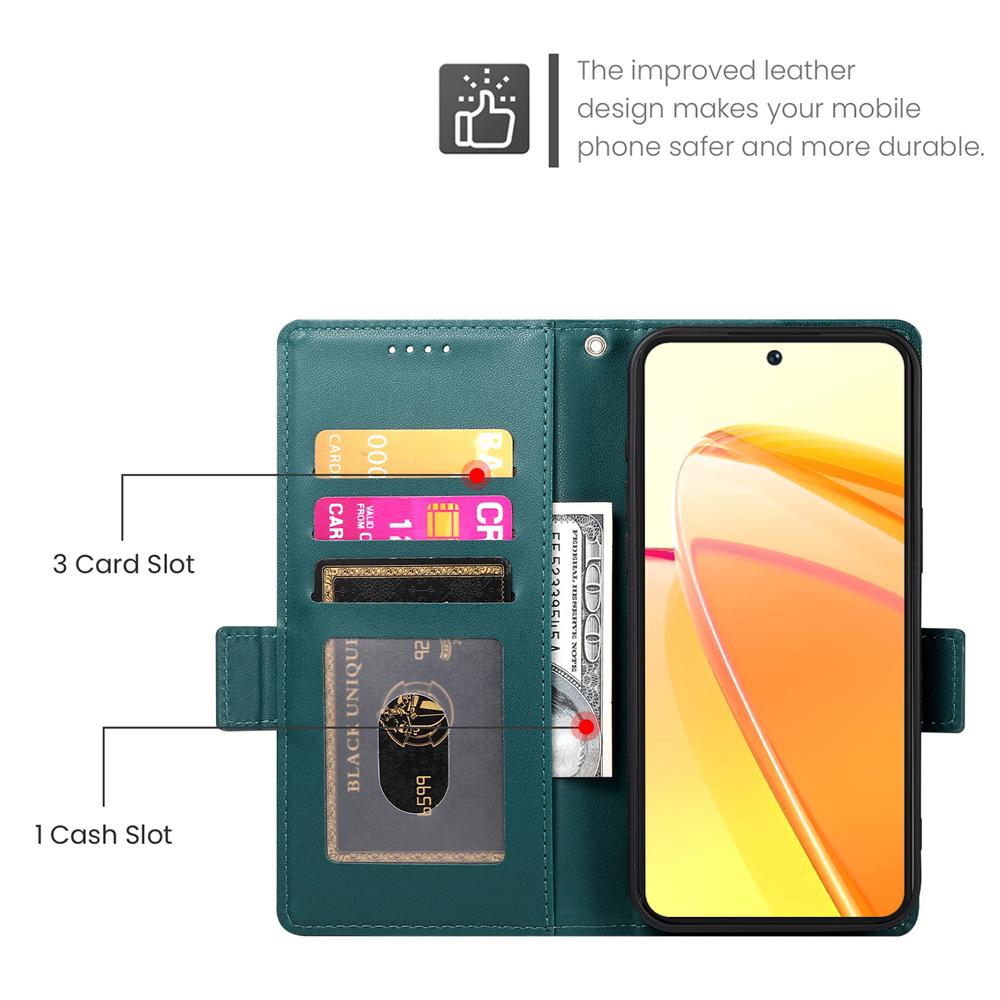 For vivo V50 Side Buckle Magnetic Frosted Leather Phone Case(Dark Green)