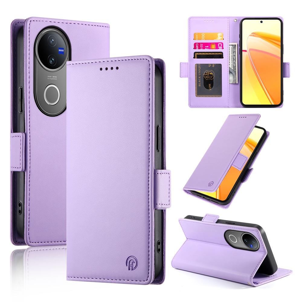 For vivo V50 Side Buckle Magnetic Frosted Leather Phone Case(Purple)