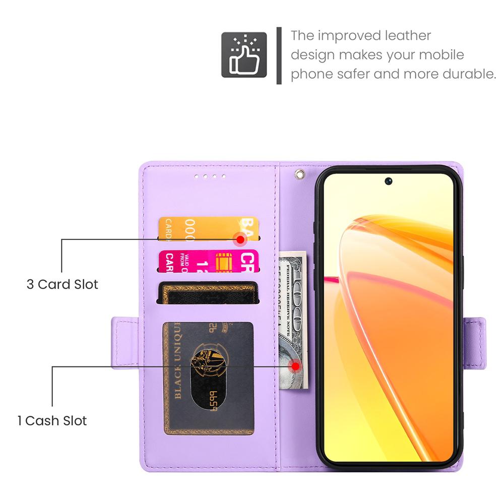 For vivo V50 Side Buckle Magnetic Frosted Leather Phone Case(Purple)