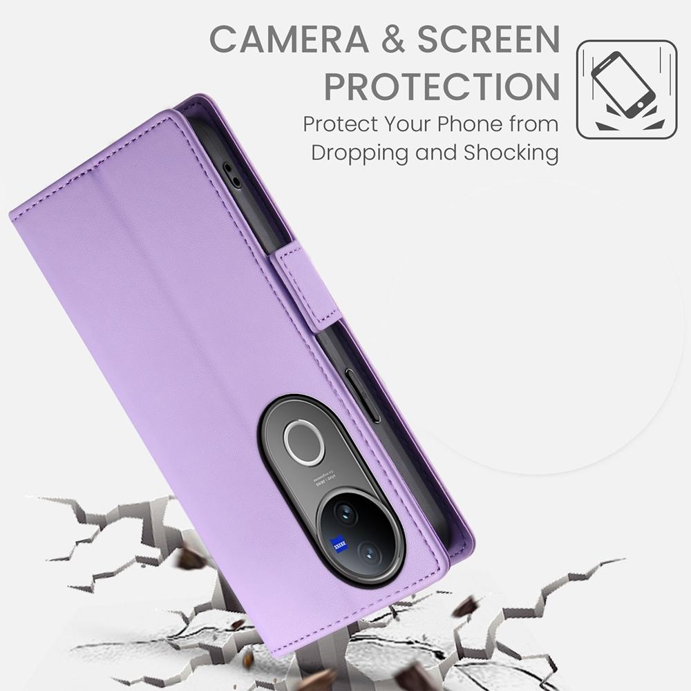 For vivo V50 Side Buckle Magnetic Frosted Leather Phone Case(Purple)