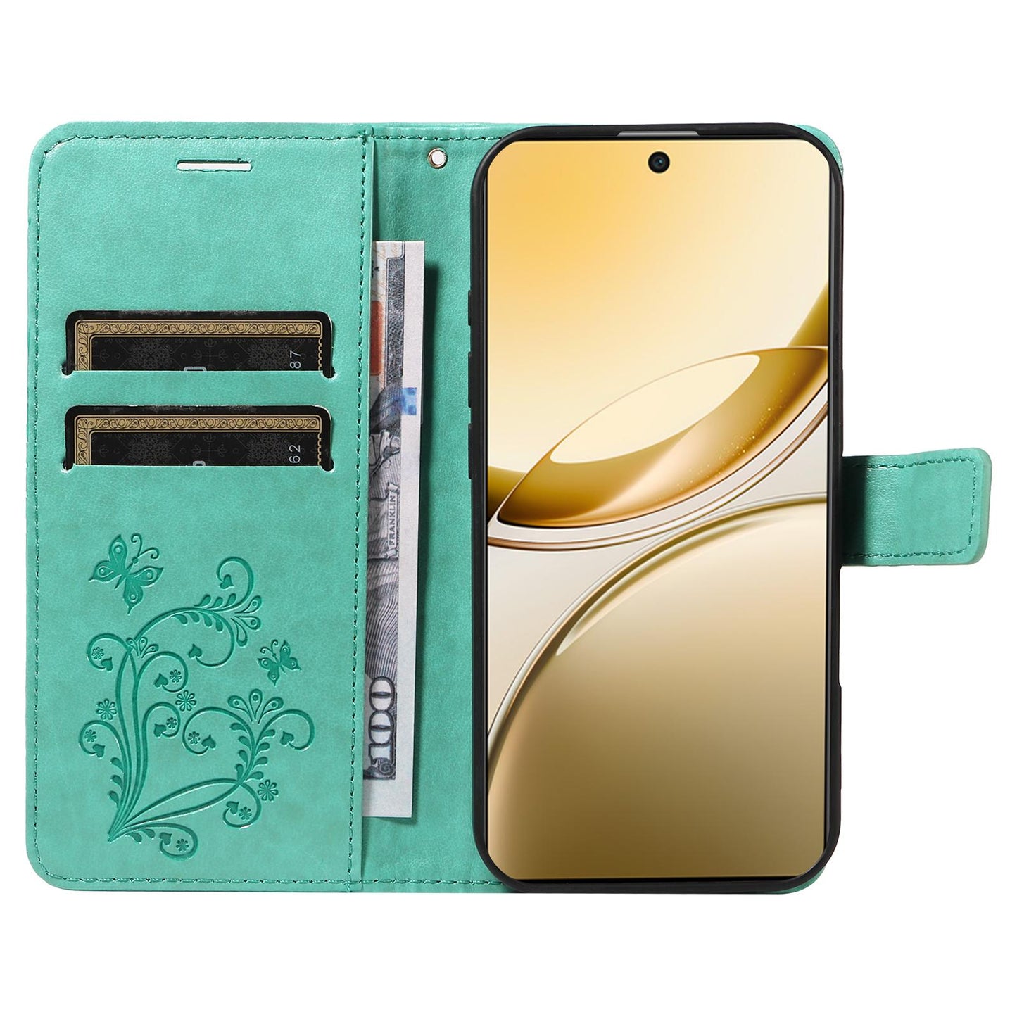 For vivo V50 5G Global 3D Butterfly Embossed Pattern Flip Leather Phone Case(Green)