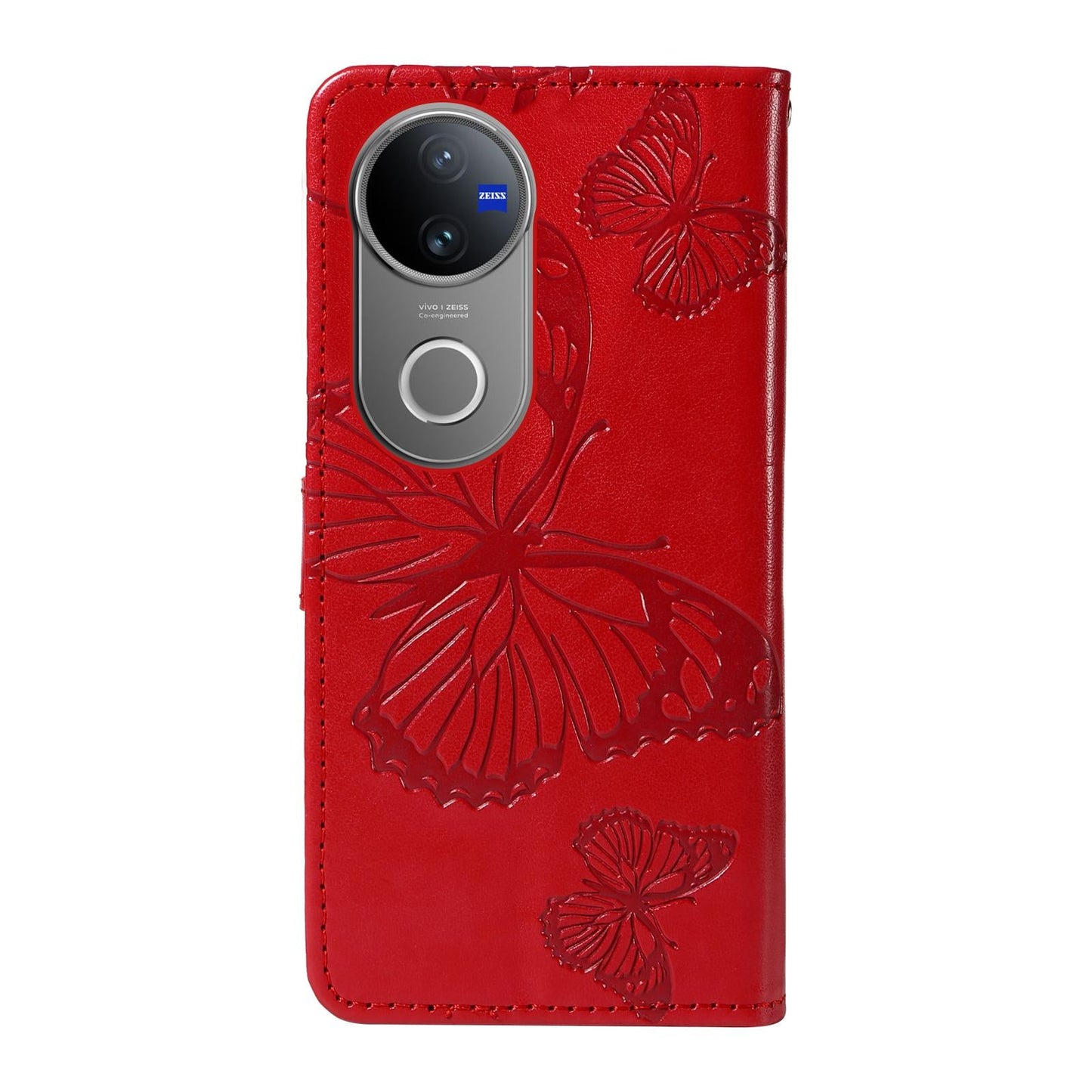 For vivo V50 5G Global 3D Butterfly Embossed Pattern Flip Leather Phone Case(Red)