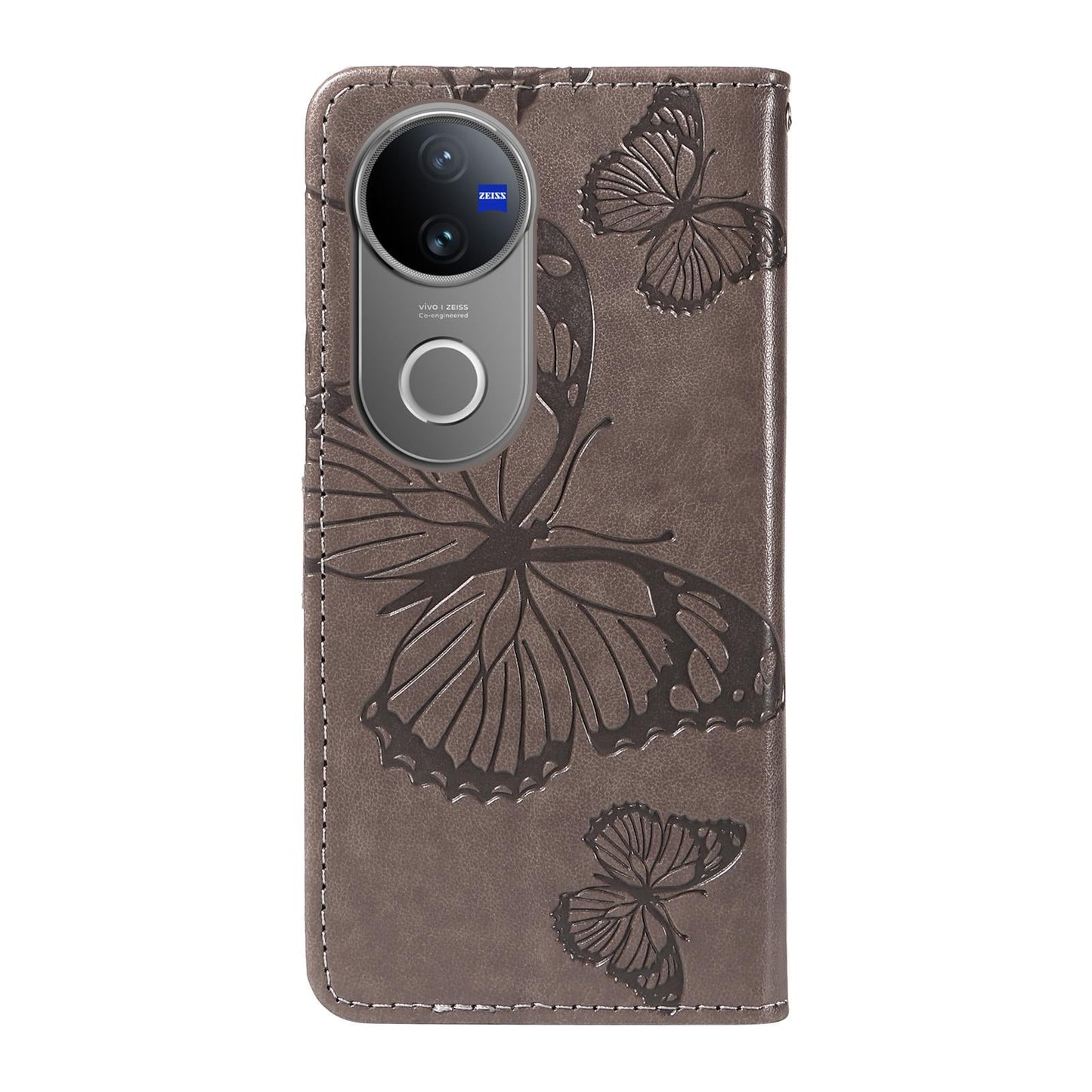 For vivo V50 5G Global 3D Butterfly Embossed Pattern Flip Leather Phone Case(Grey)