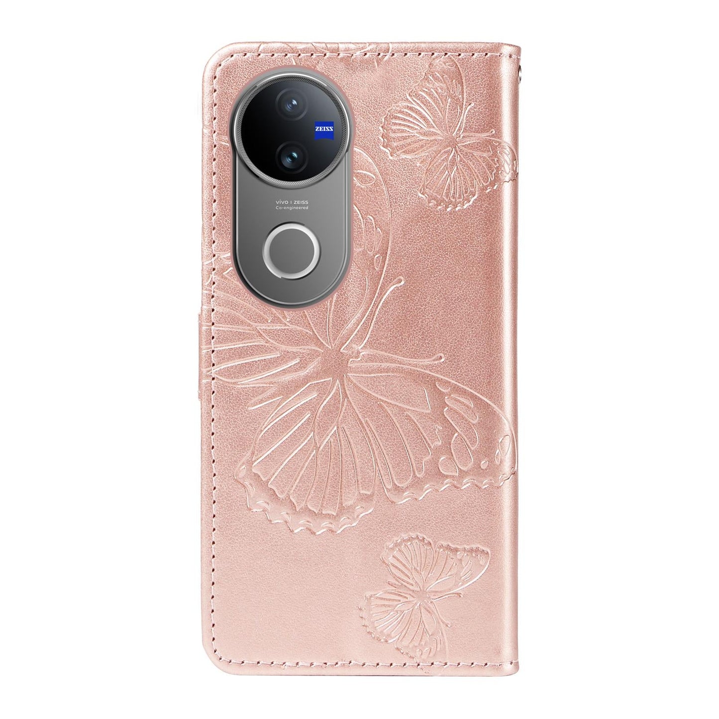 For vivo V50 5G Global 3D Butterfly Embossed Pattern Flip Leather Phone Case(Rose Gold)