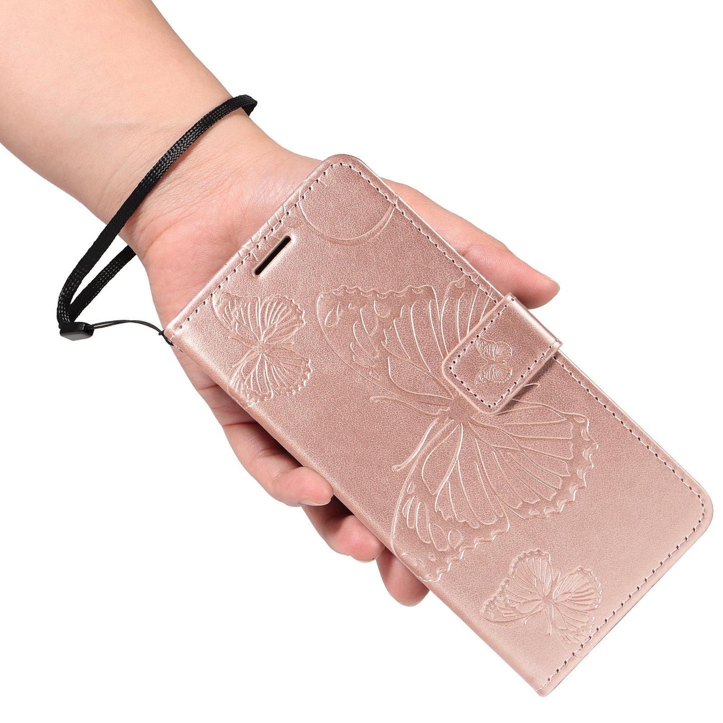 For vivo V50 5G Global 3D Butterfly Embossed Pattern Flip Leather Phone Case(Rose Gold)