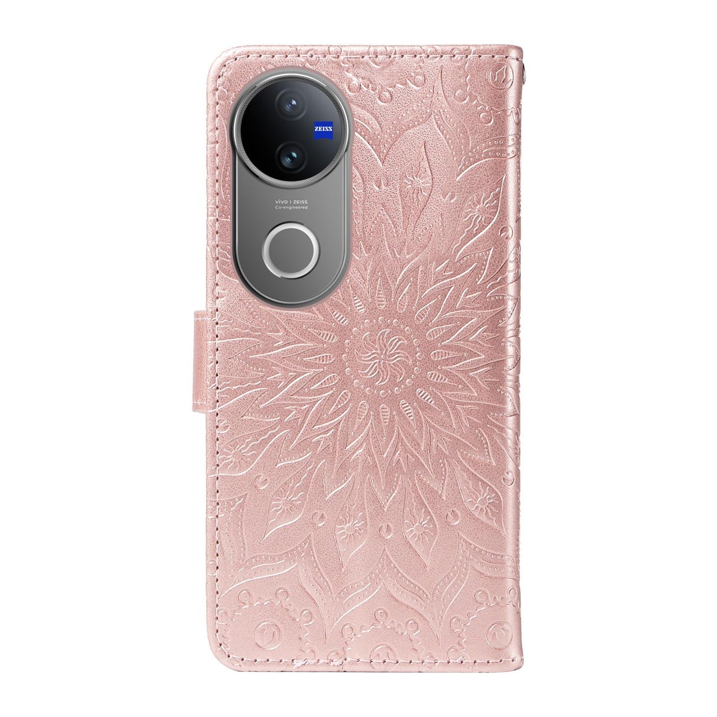 For vivo V50 5G Global Embossed Sunflower Pattern Flip Leather Phone Case(Rose Gold)
