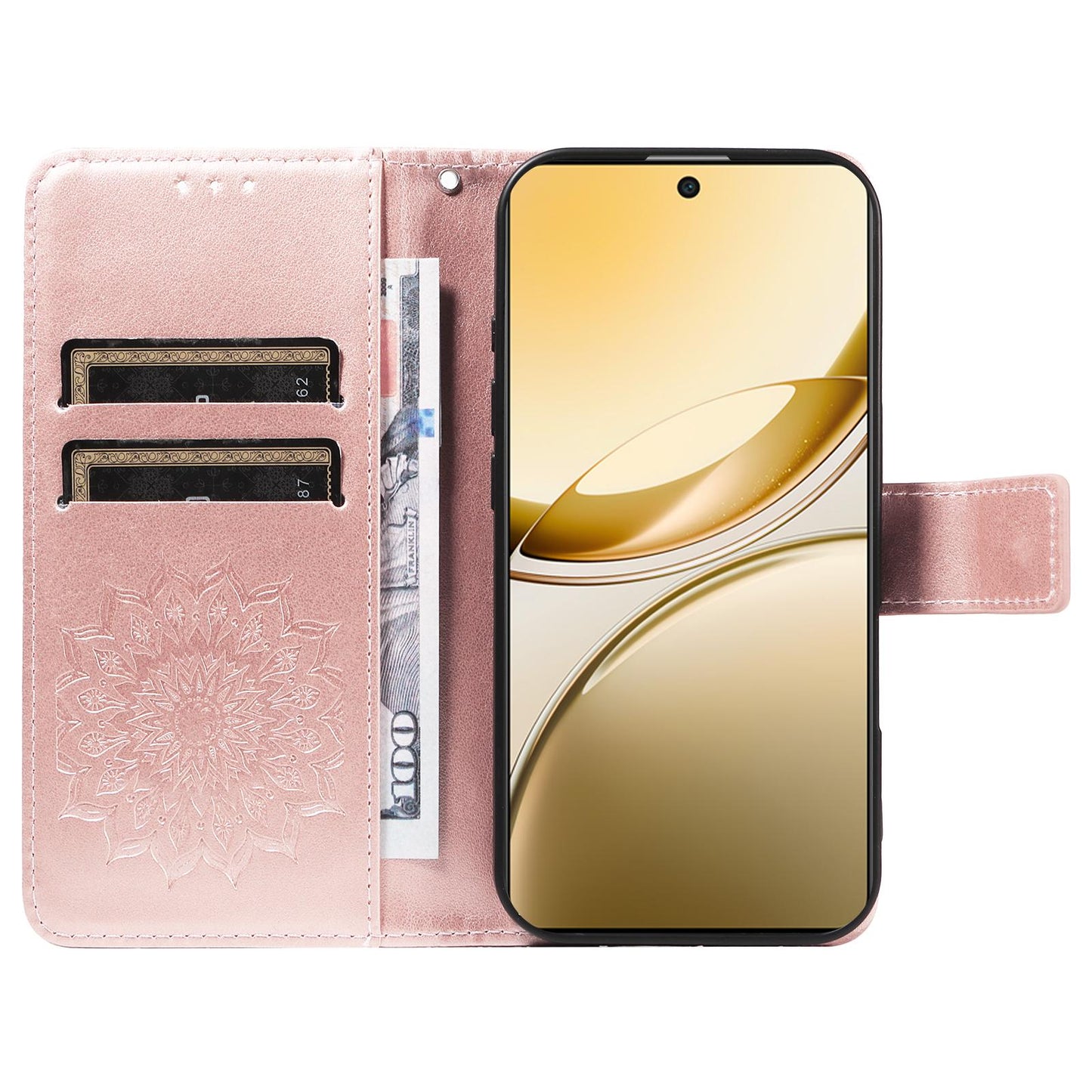 For vivo V50 5G Global Embossed Sunflower Pattern Flip Leather Phone Case(Rose Gold)