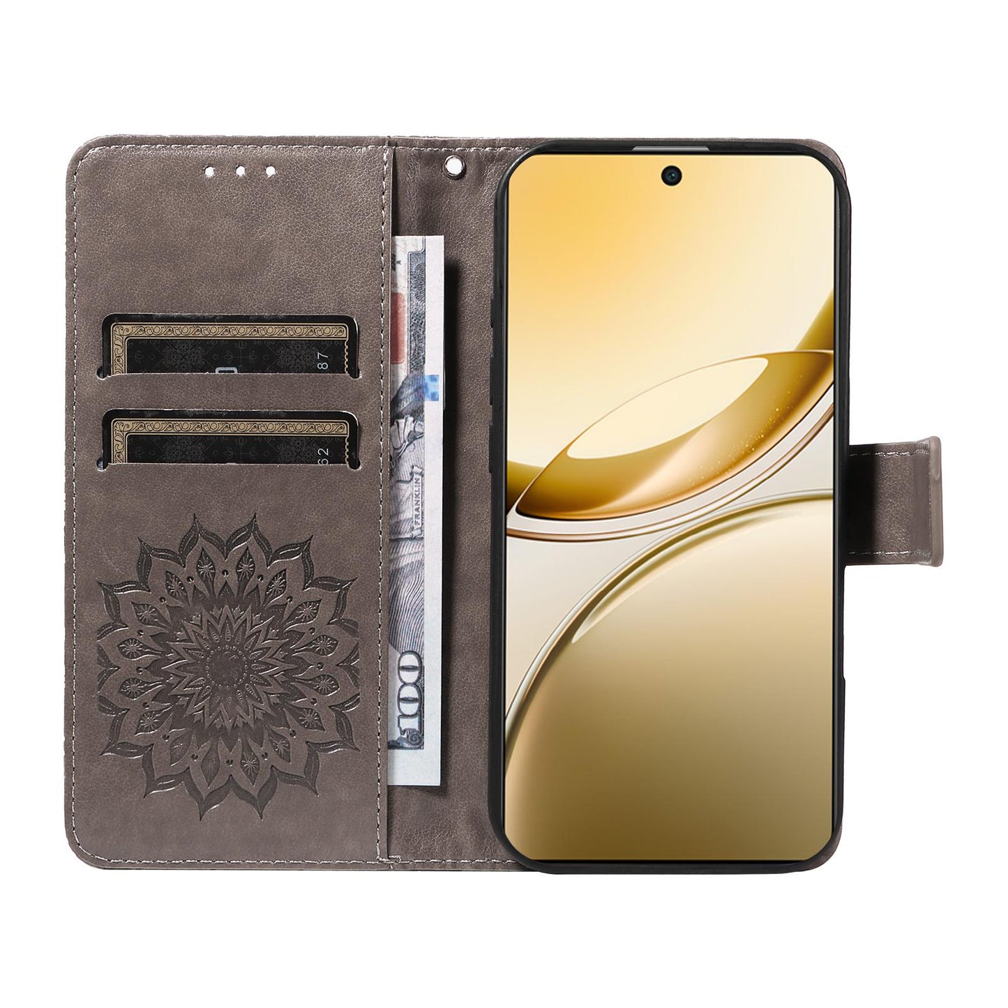 For vivo V50 5G Global Embossed Sunflower Pattern Flip Leather Phone Case(Grey)