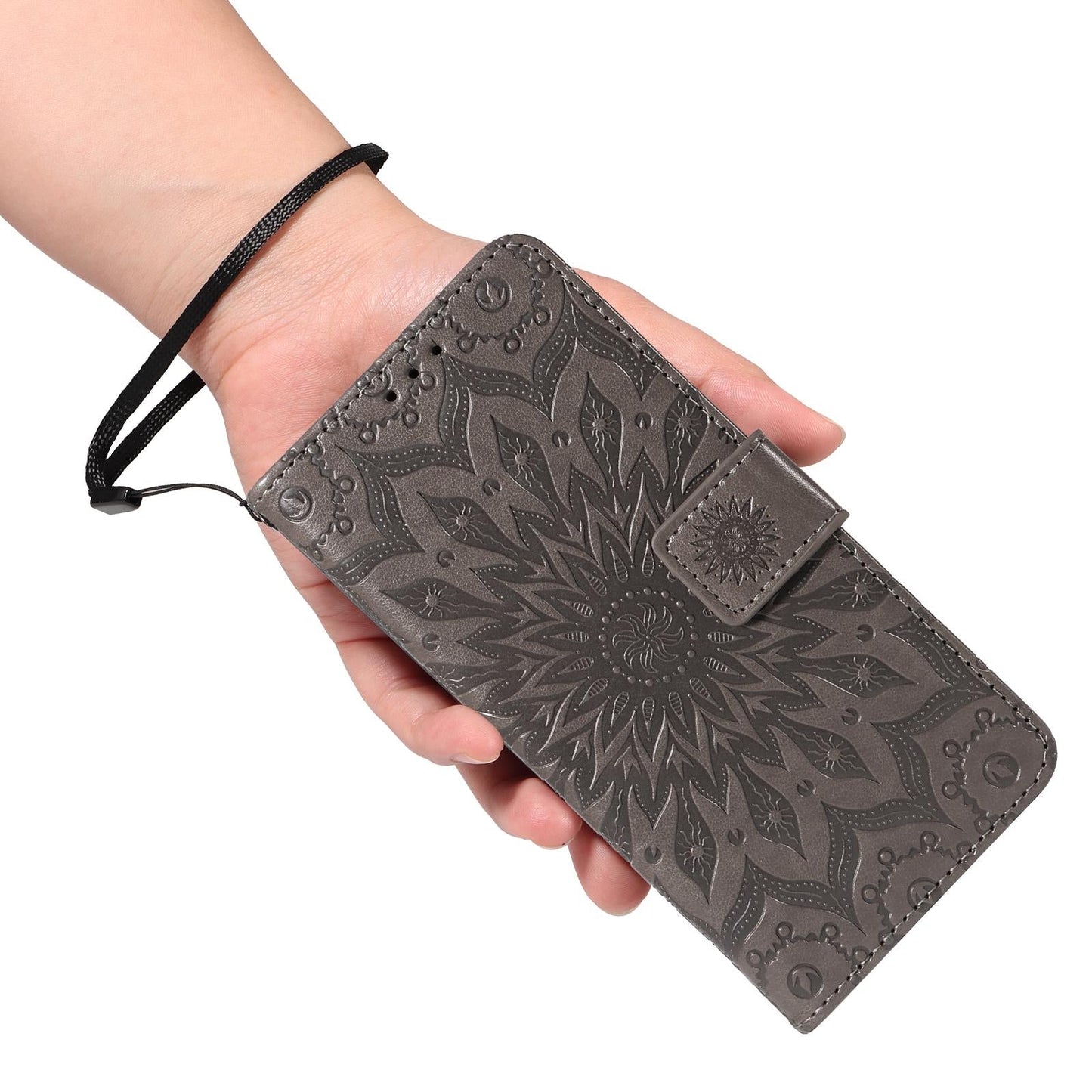 For vivo V50 5G Global Embossed Sunflower Pattern Flip Leather Phone Case(Grey)