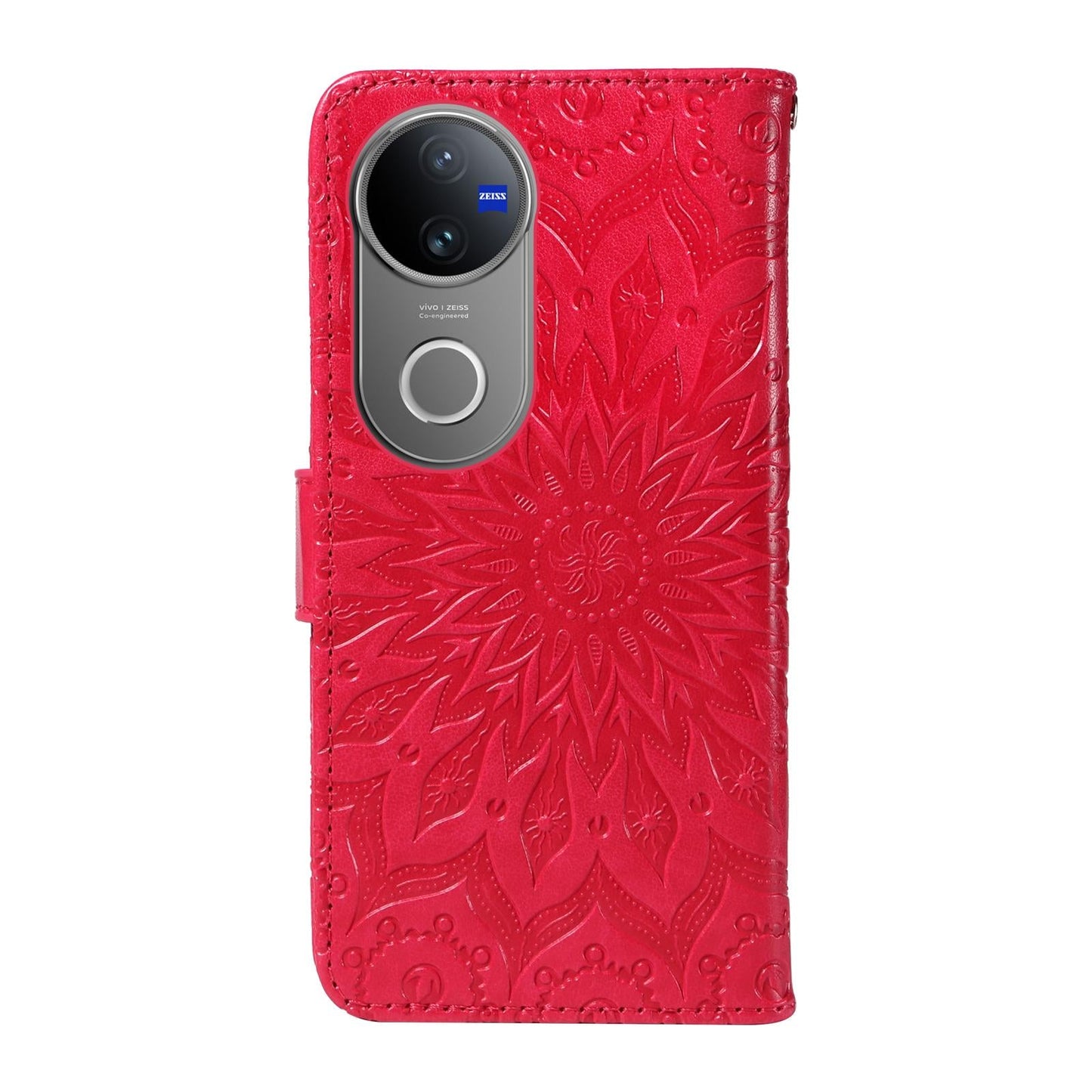 For vivo V50 5G Global Embossed Sunflower Pattern Flip Leather Phone Case(Red)
