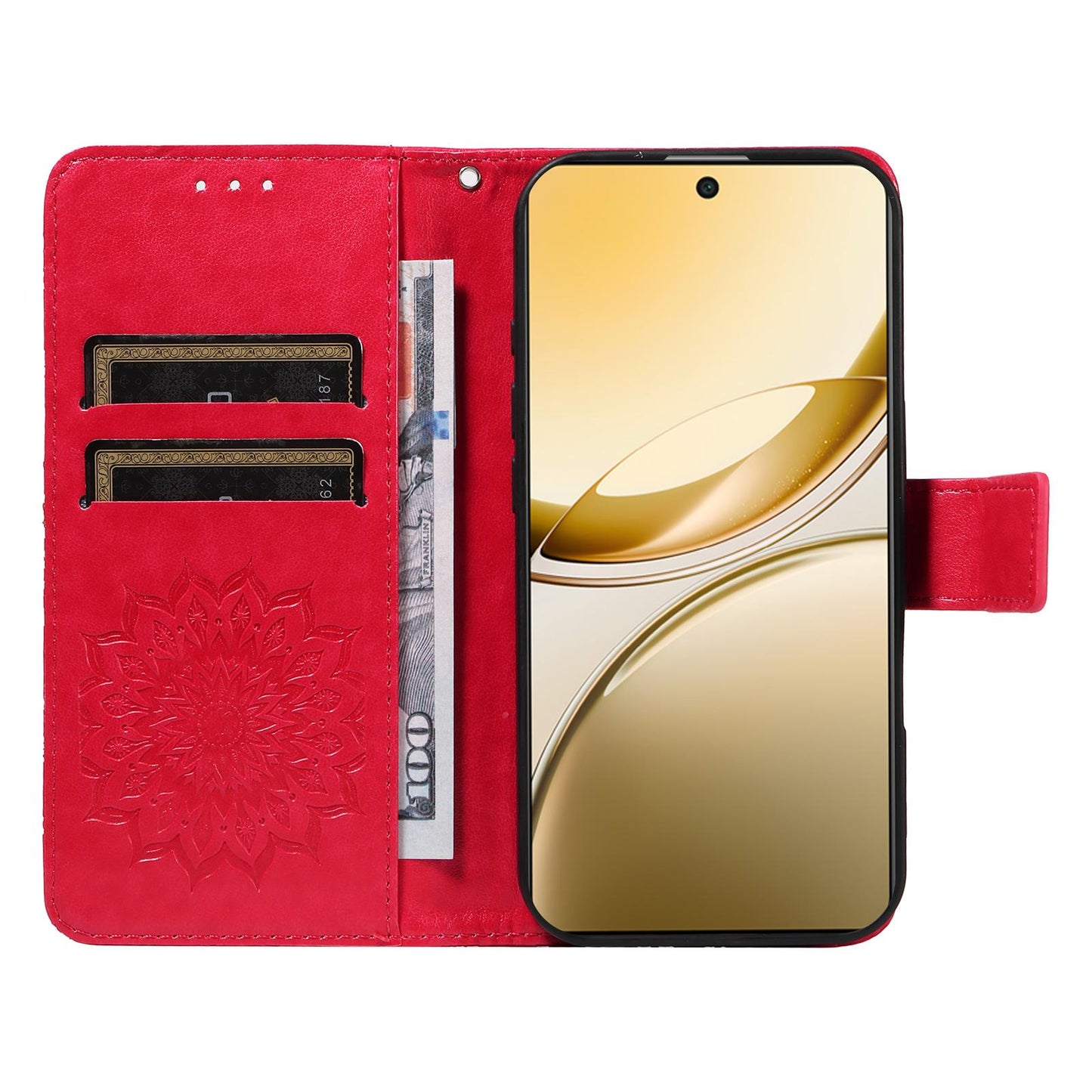 For vivo V50 5G Global Embossed Sunflower Pattern Flip Leather Phone Case(Red)