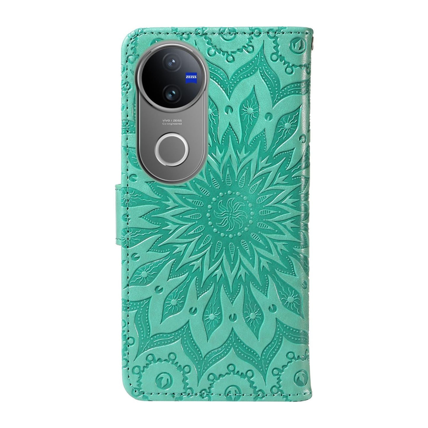 For vivo V50 5G Global Embossed Sunflower Pattern Flip Leather Phone Case(Green)