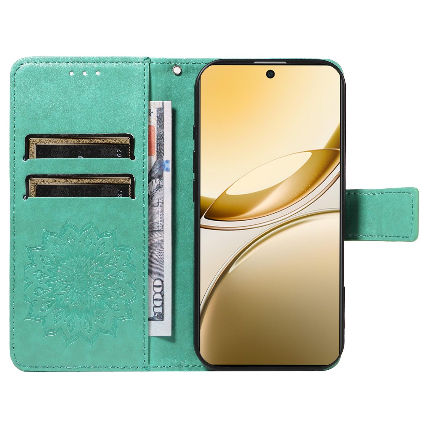 For vivo V50 5G Global Embossed Sunflower Pattern Flip Leather Phone Case(Green)