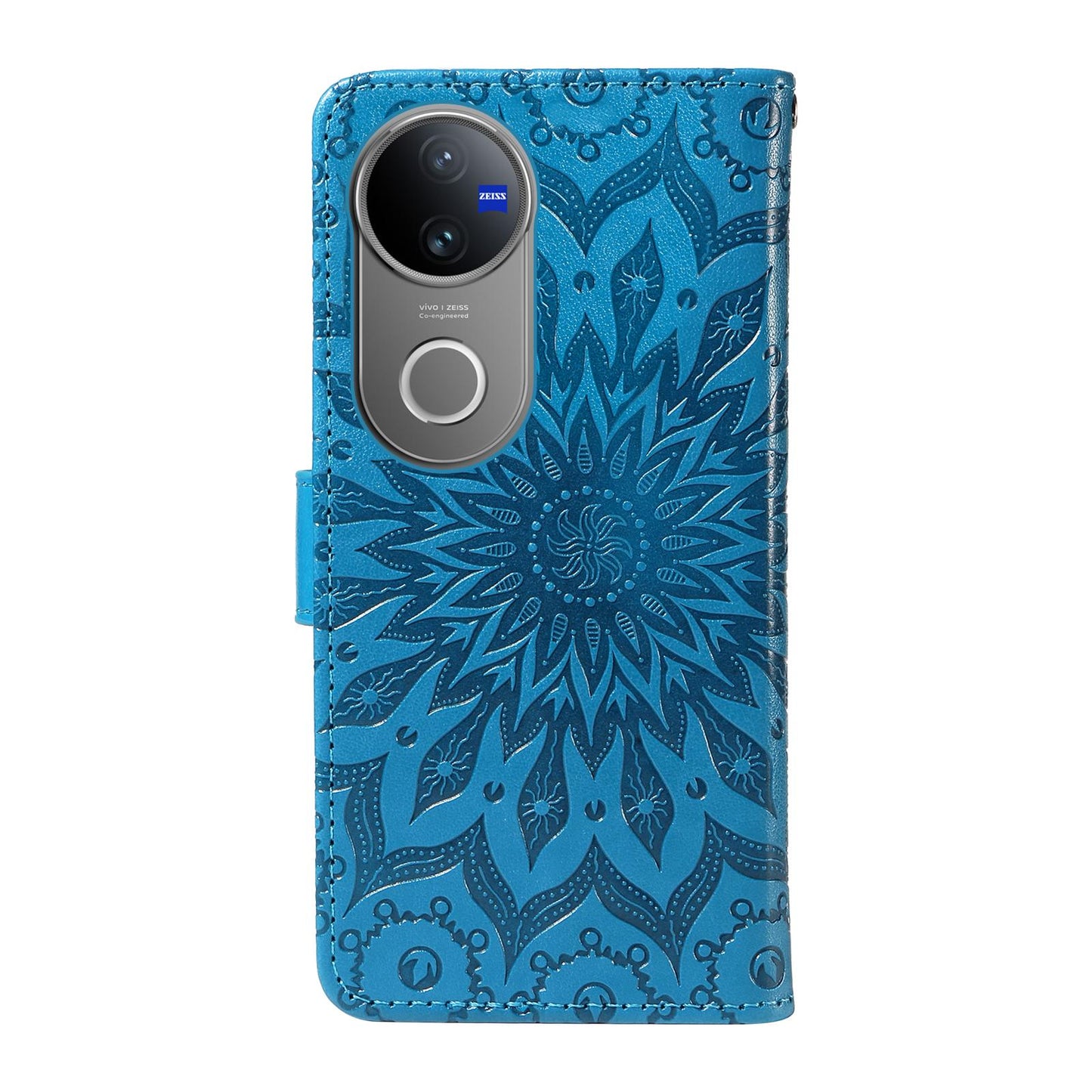 For vivo V50 5G Global Embossed Sunflower Pattern Flip Leather Phone Case(Blue)