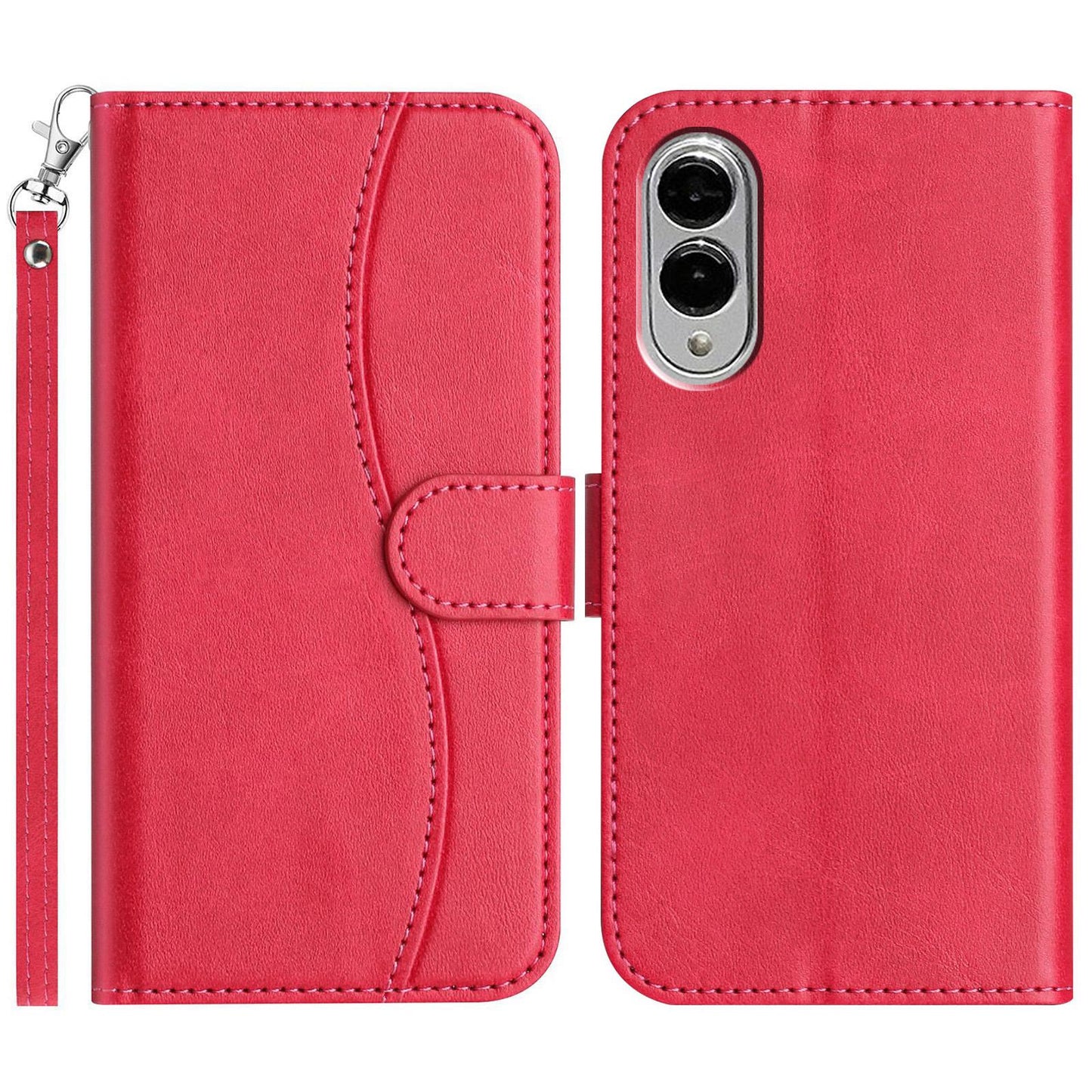For Samsung Galaxy S25 Edge 5G Dual-Folded S-shape Leather Phone Case(Rose Red)