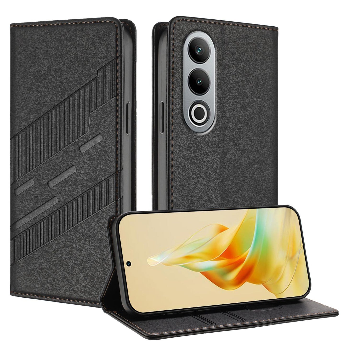 For OPPO K12 Embossed Multi-functional Wallet Retro Leather Phone Case(Black)