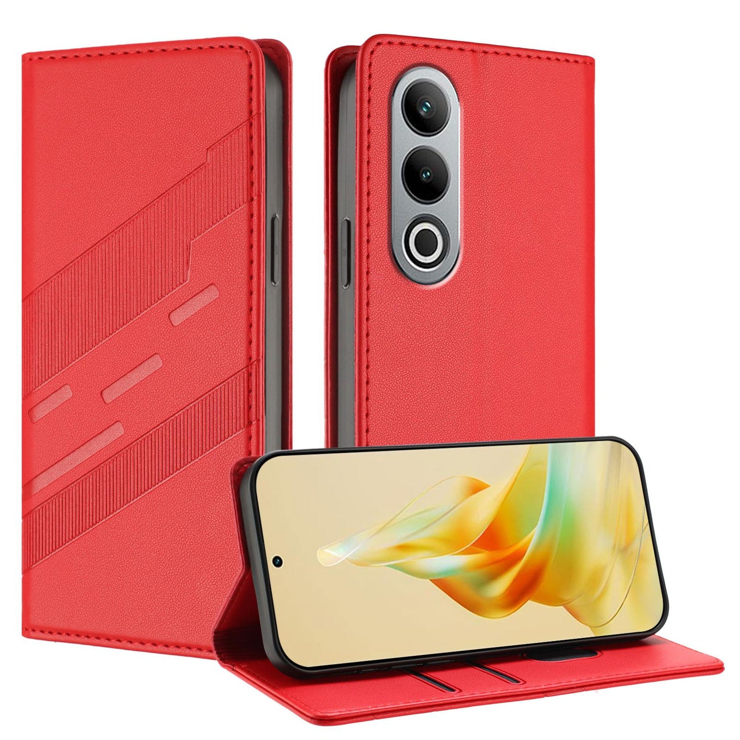 For OPPO K12 Embossed Multi-functional Wallet Retro Leather Phone Case(Red)