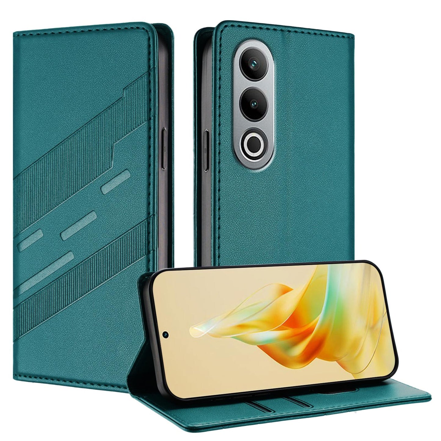 For OPPO K12 Embossed Multi-functional Wallet Retro Leather Phone Case(Dark Green)
