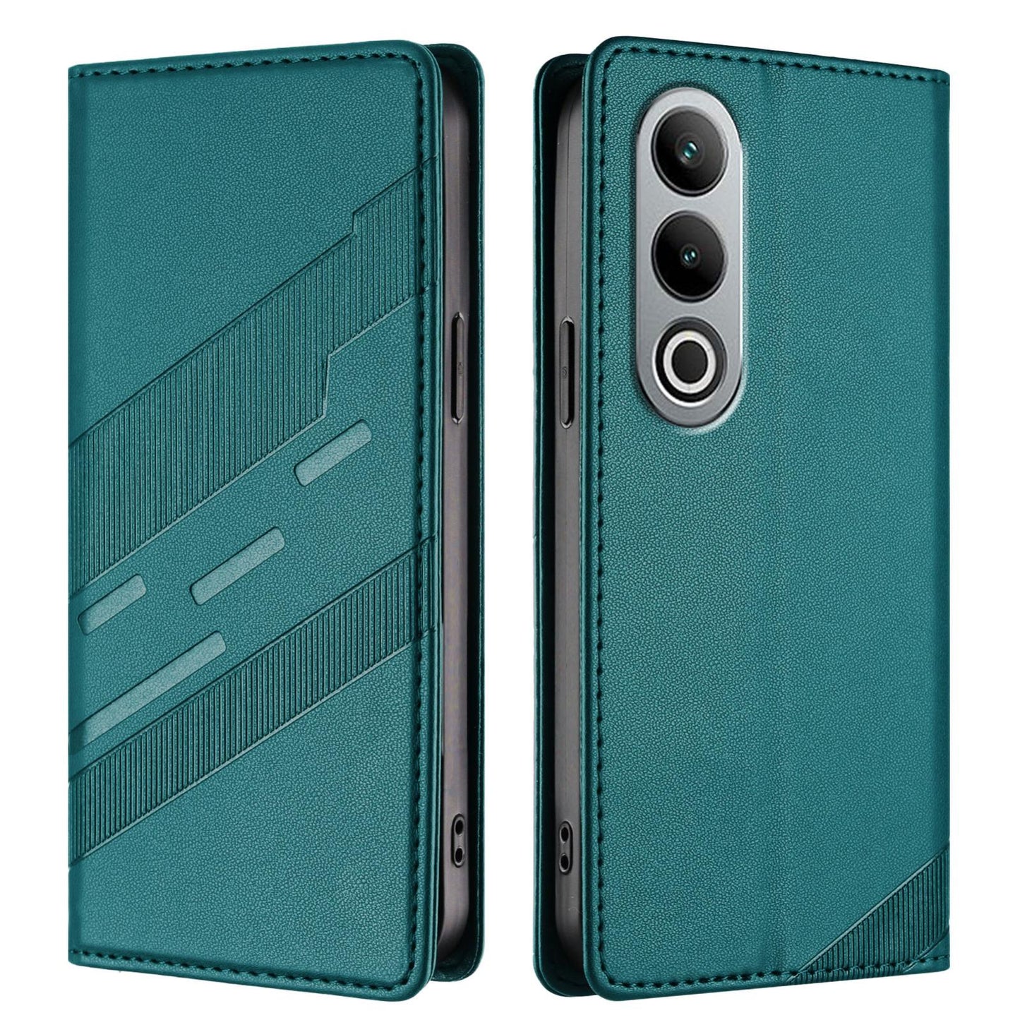 For OPPO K12 Embossed Multi-functional Wallet Retro Leather Phone Case(Dark Green)