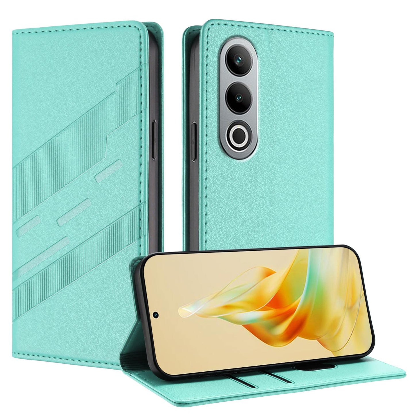 For OPPO K12 Embossed Multi-functional Wallet Retro Leather Phone Case(Mint Green)