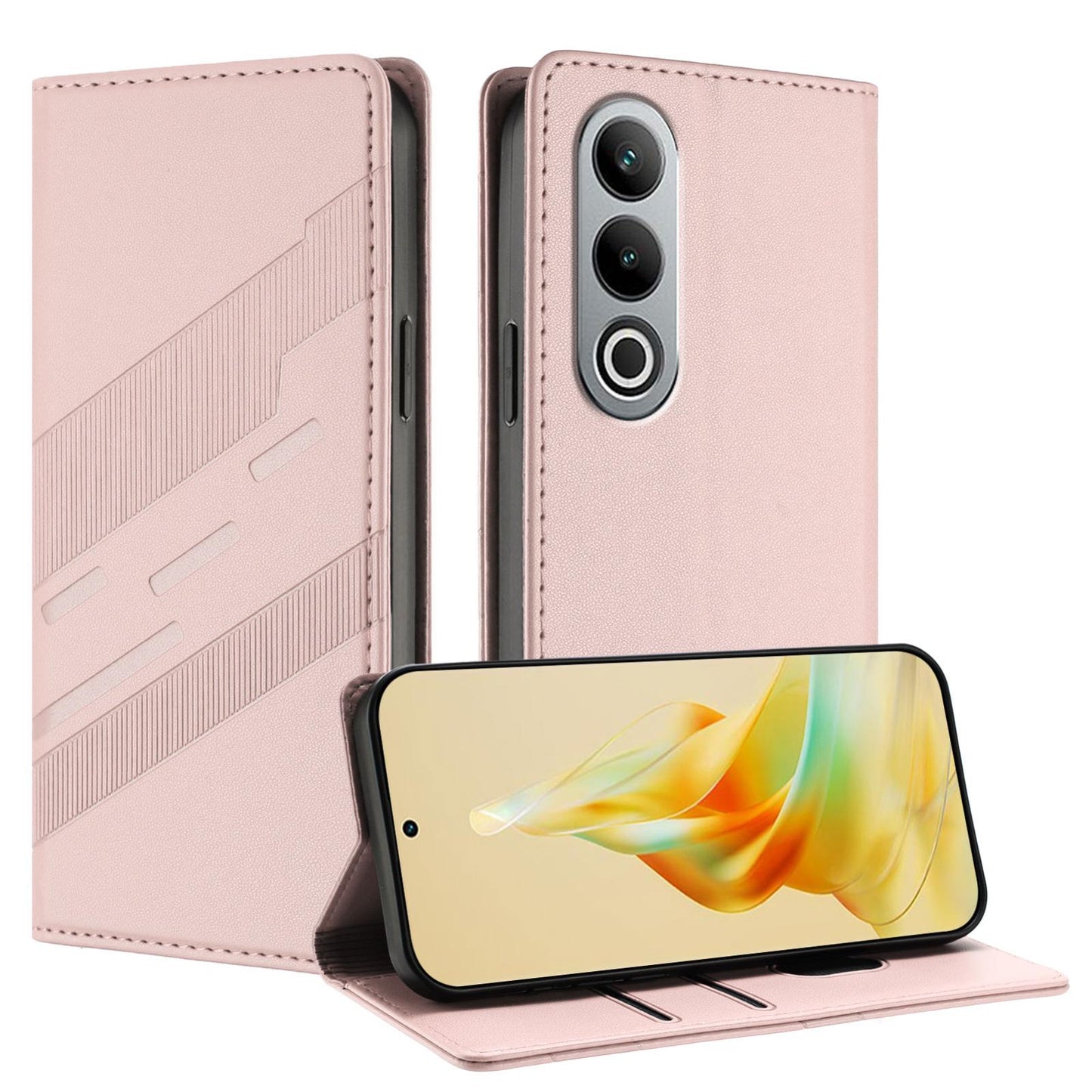 For OPPO K12 Embossed Multi-functional Wallet Retro Leather Phone Case(Pink)
