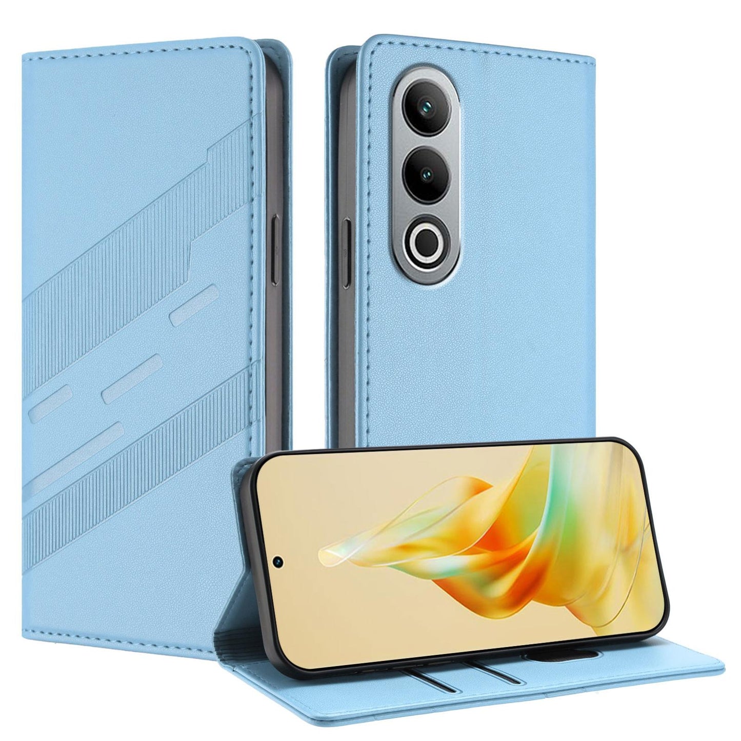 For OPPO K12 Embossed Multi-functional Wallet Retro Leather Phone Case(Light Blue)