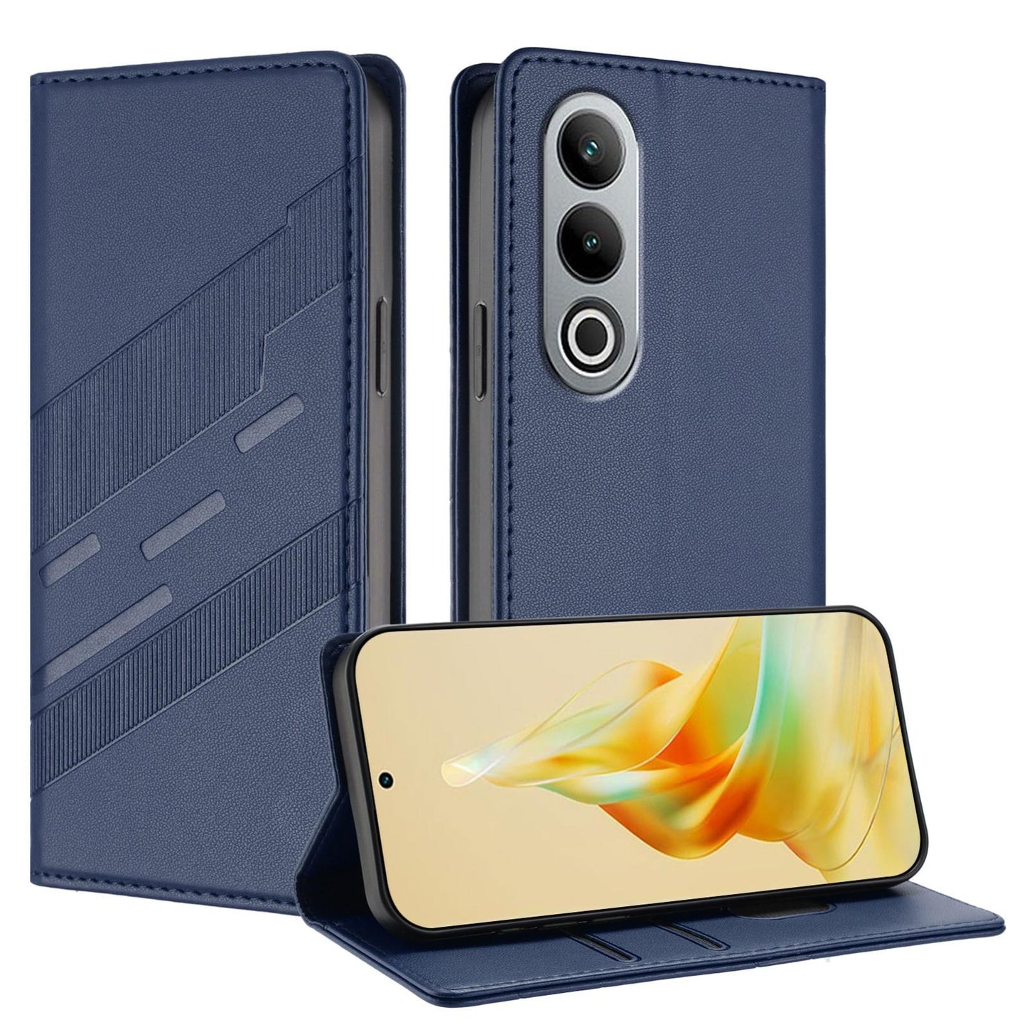 For OPPO K12 Embossed Multi-functional Wallet Retro Leather Phone Case(Dark Blue)