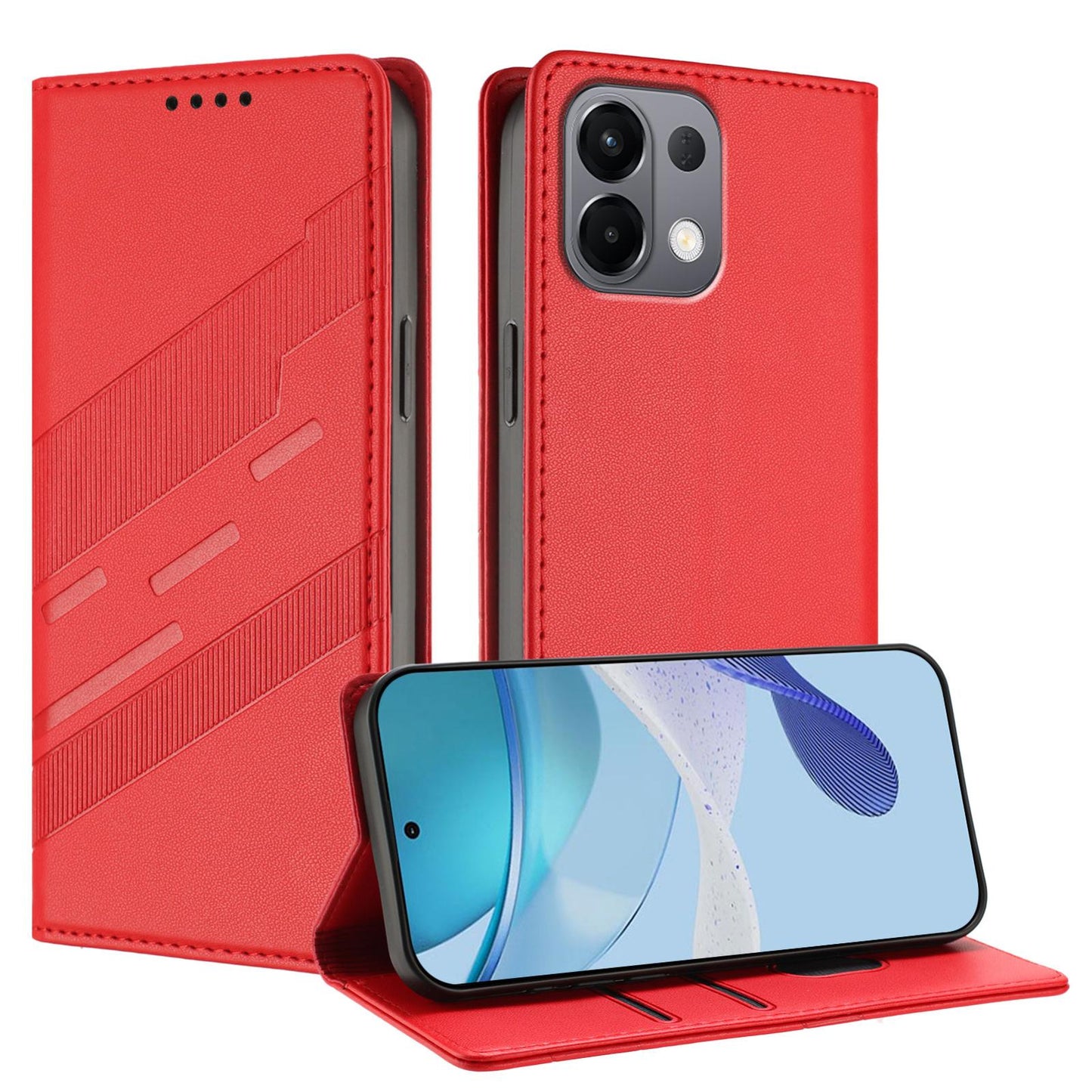 For OPPO K13 5G Embossed Multi-functional Wallet Retro Leather Phone Case(Red)