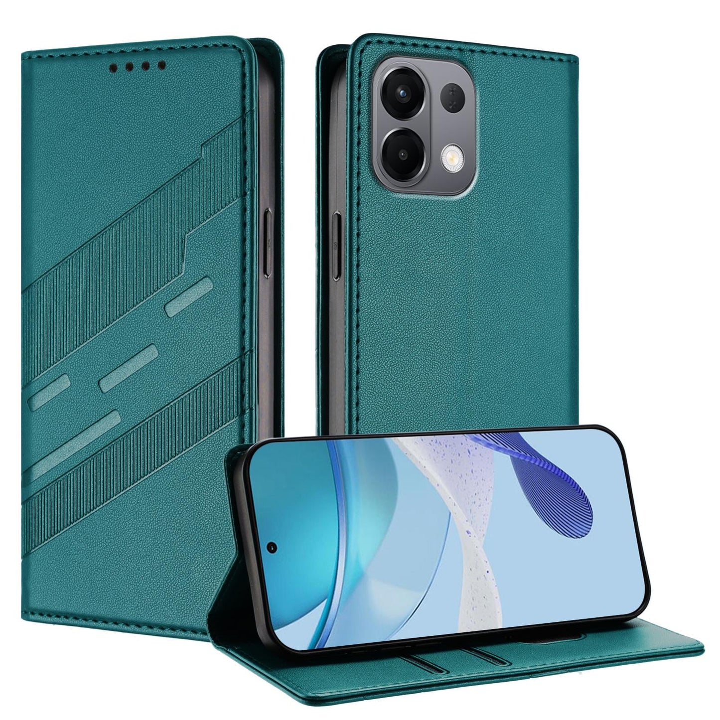 For OPPO K13 5G Embossed Multi-functional Wallet Retro Leather Phone Case(Dark Green)