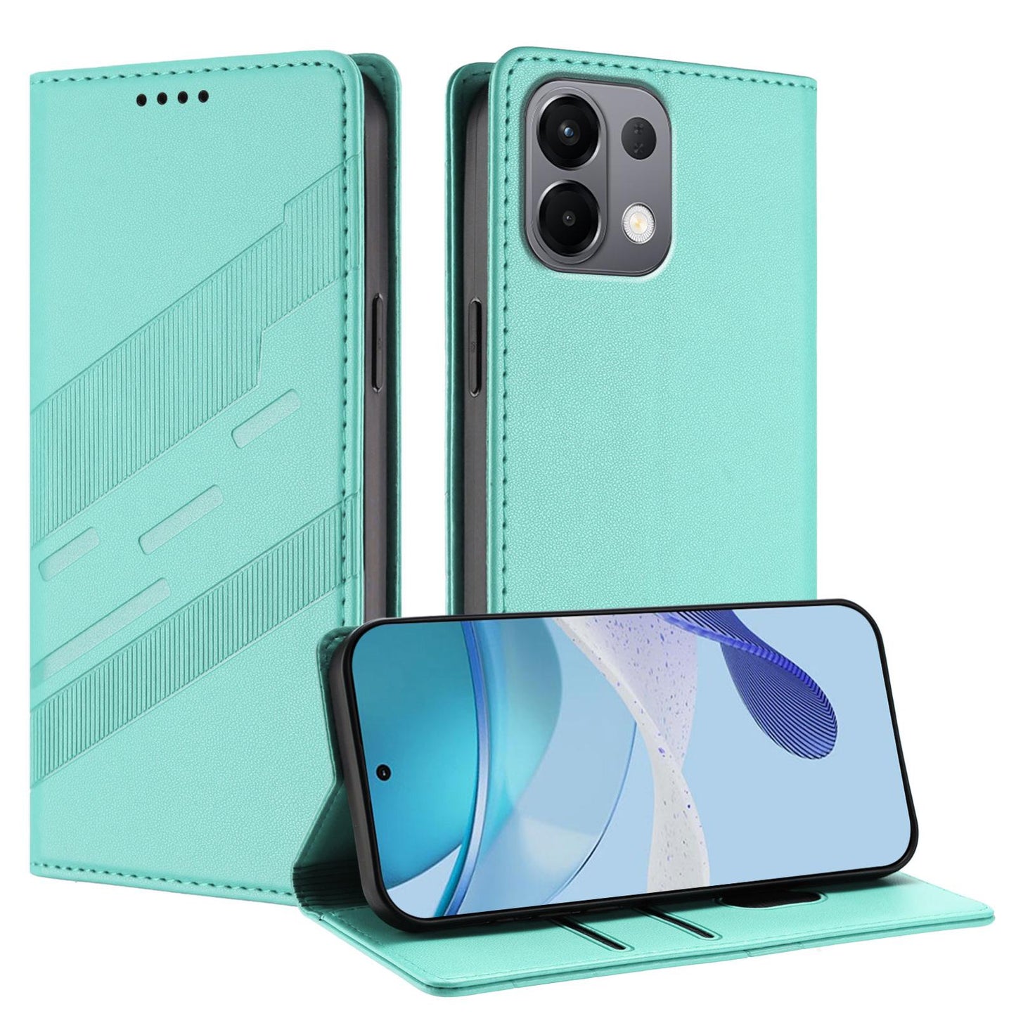 For OPPO K13 5G Embossed Multi-functional Wallet Retro Leather Phone Case(Mint Green)