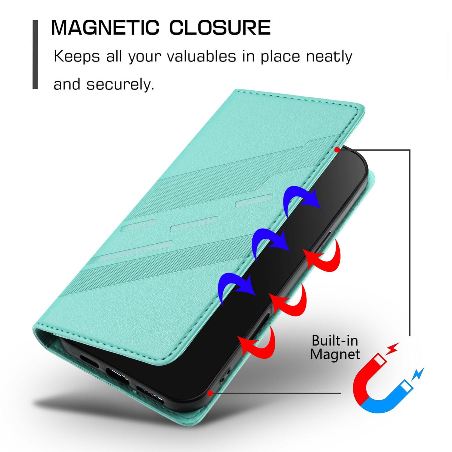For OPPO K13 5G Embossed Multi-functional Wallet Retro Leather Phone Case(Mint Green)