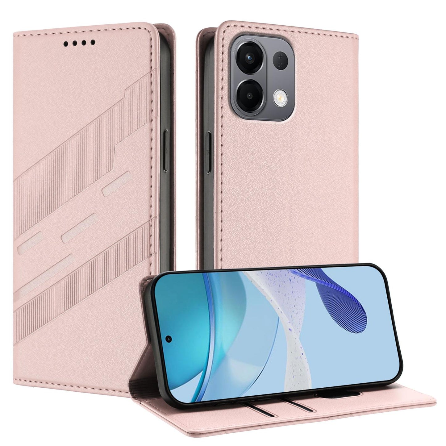 For OPPO K13 5G Embossed Multi-functional Wallet Retro Leather Phone Case(Pink)