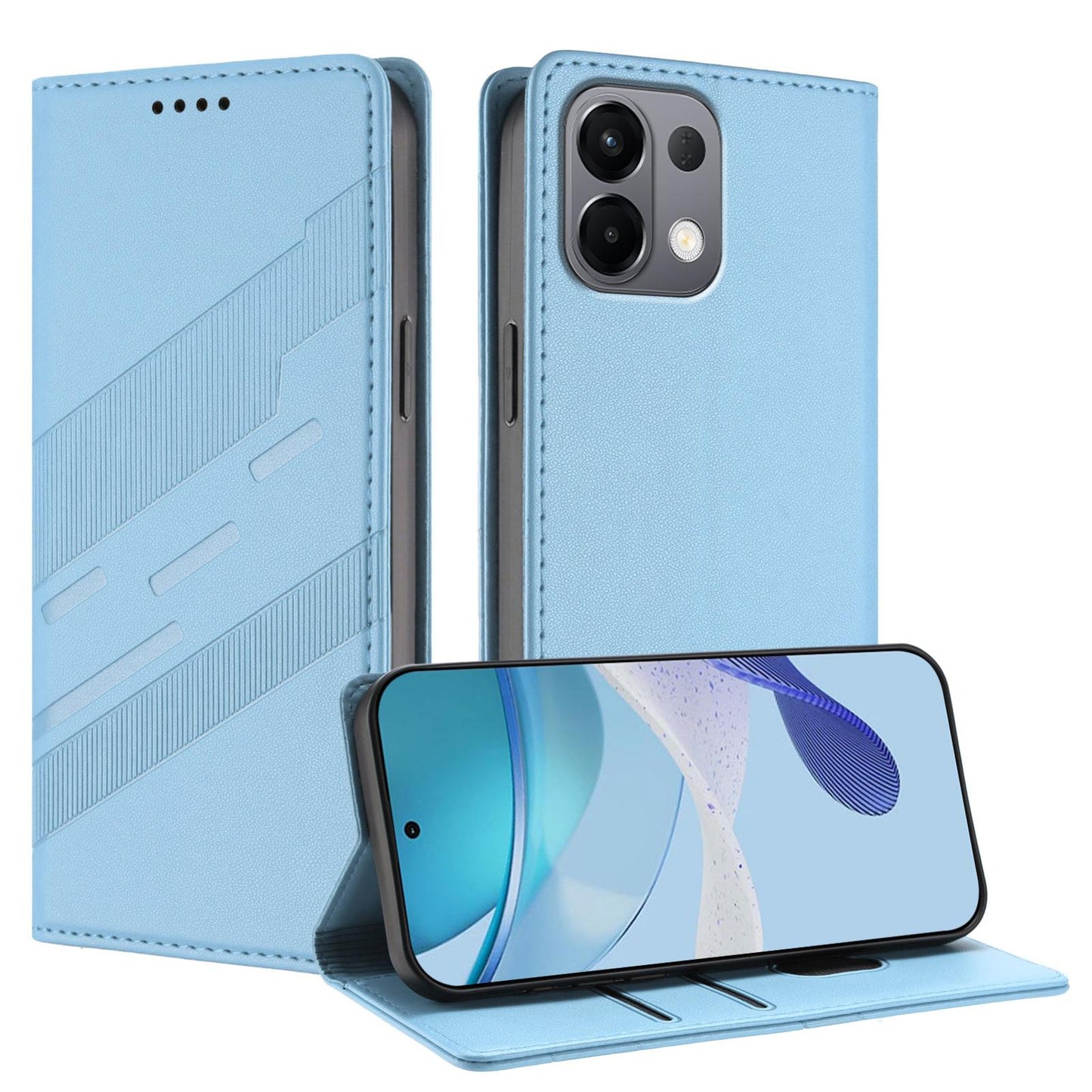 For OPPO K13 5G Embossed Multi-functional Wallet Retro Leather Phone Case(Light Blue)