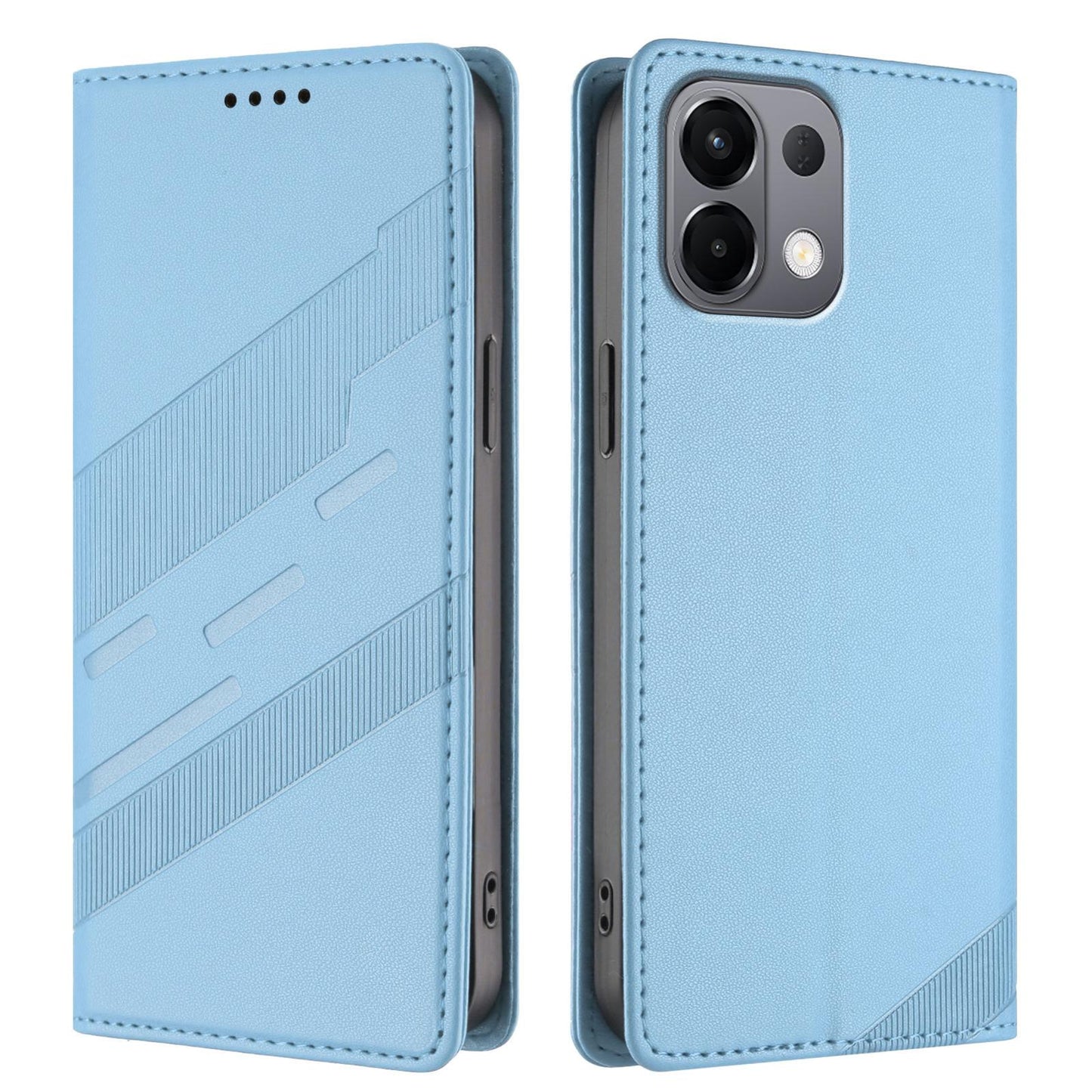 For OPPO K13 5G Embossed Multi-functional Wallet Retro Leather Phone Case(Light Blue)
