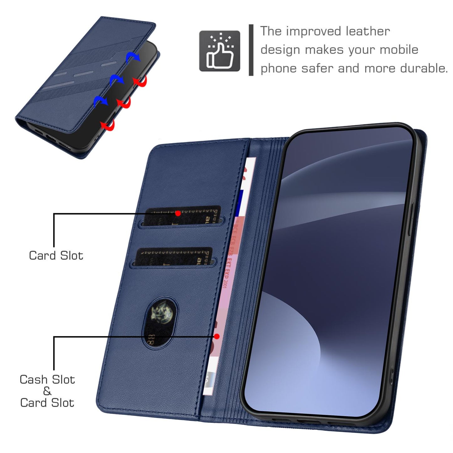 For OPPO K13 5G Embossed Multi-functional Wallet Retro Leather Phone Case(Dark Blue)