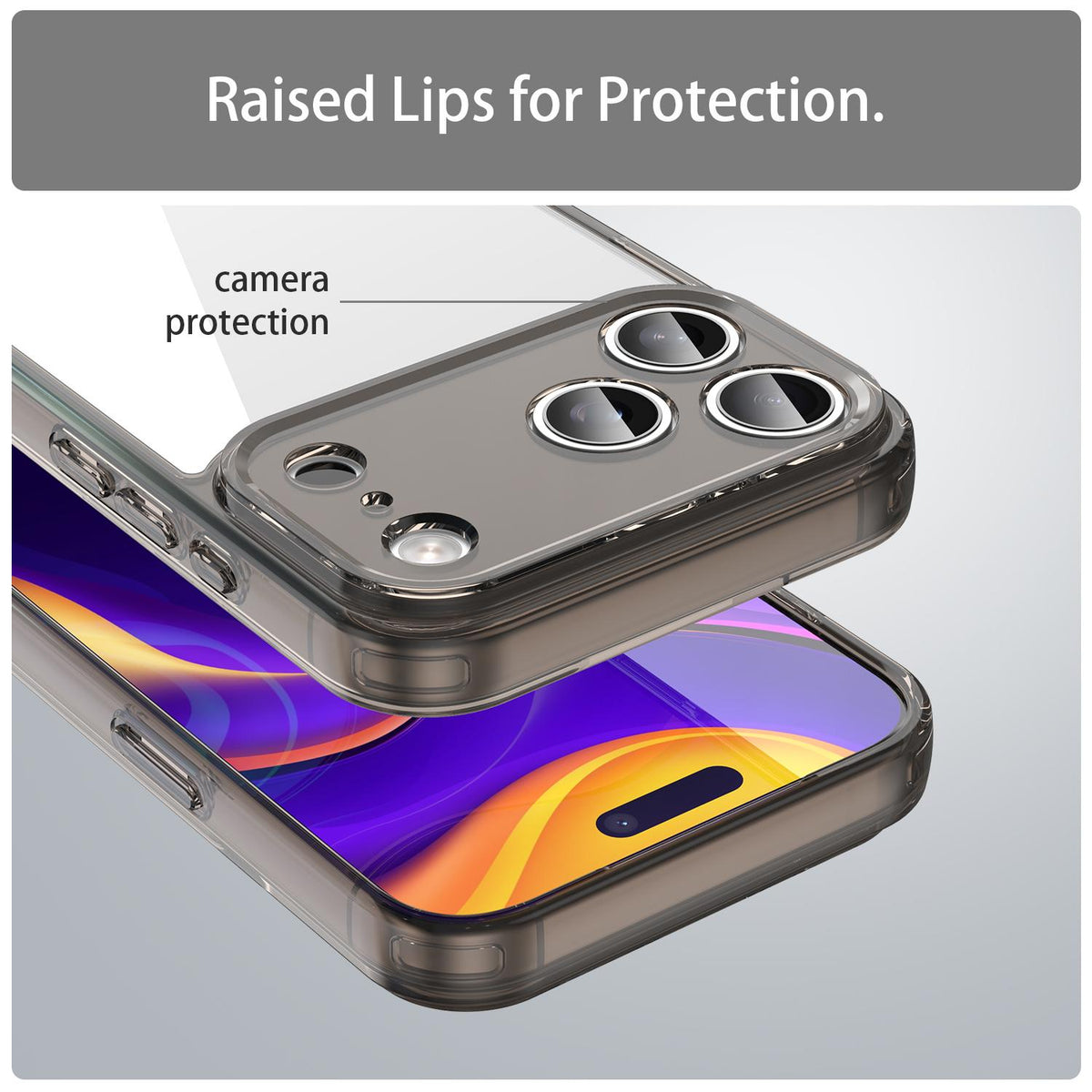 Compatible with iPhone 18 Pro Max PC Dual-Layer TPU Airbag Shockproof Phone Case - Transparent Black