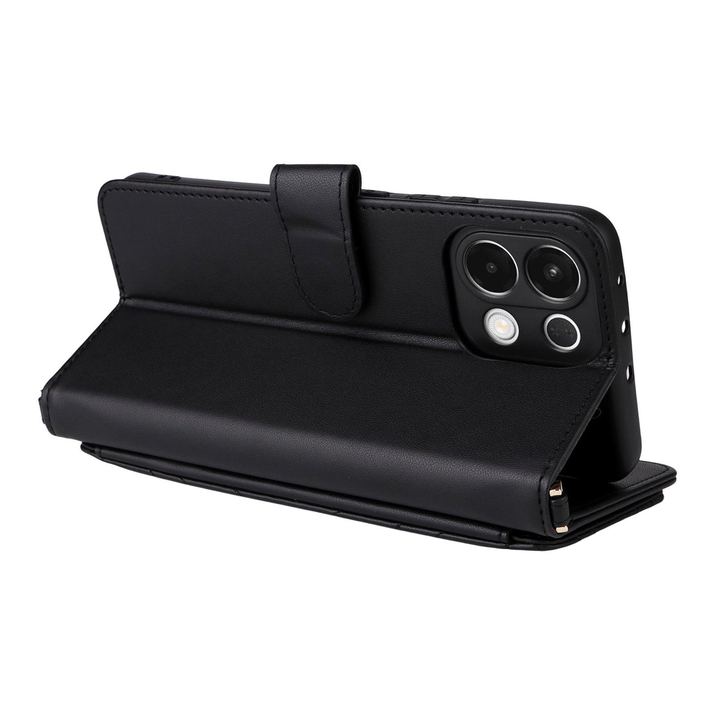 For OPPO K13 5G / K13x 5G Multifunctional 6-Card Slots Leather Phone Case with Wrist Strap(Black)